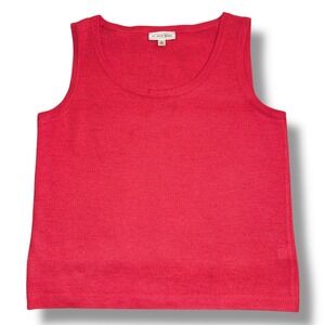 ST JOHN SPORT Red Knit Tank Top Womens Size M Sleeveless Sweater Top Made in USA